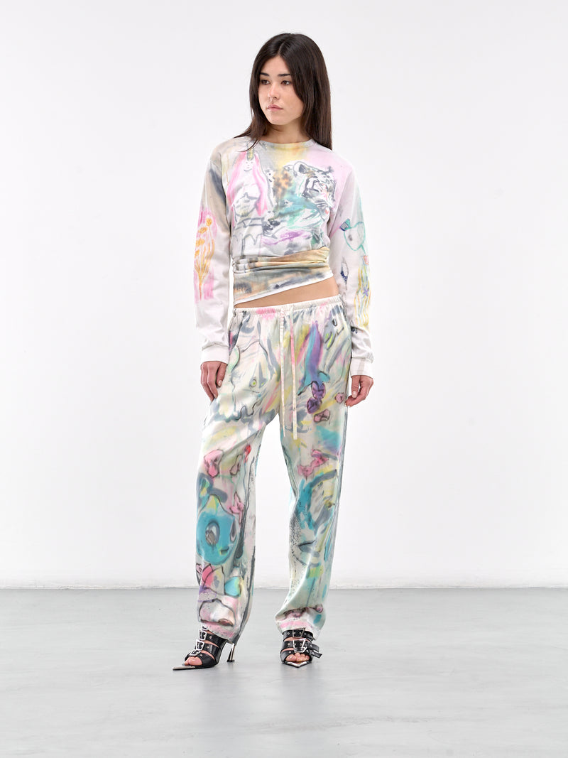 Hand Dyed & Illustrated Trousers (CB24HL09-BEIGE-PINK-MULTI)