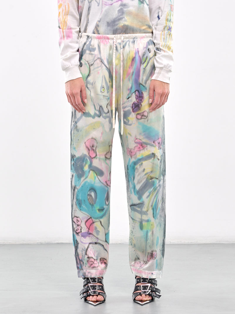 Hand Dyed & Illustrated Trousers (CB24HL09-BEIGE-PINK-MULTI)