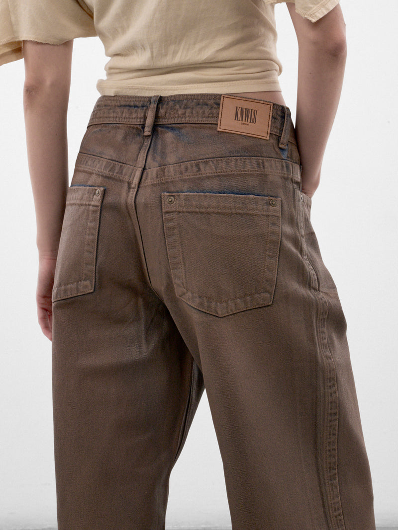 Brown Coated Wide Jeans (CCJEA0WASB-WASHED-BROWN)