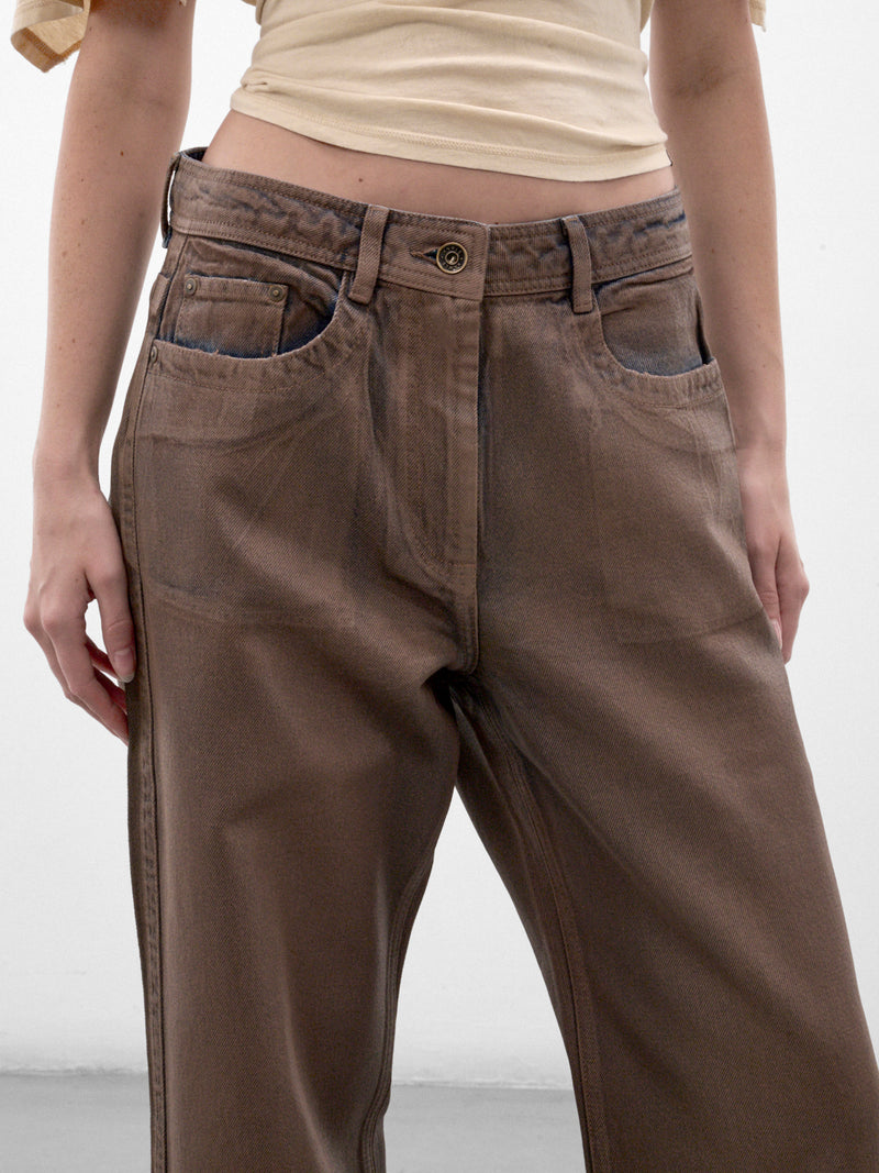 Brown Coated Wide Jeans (CCJEA0WASB-WASHED-BROWN)
