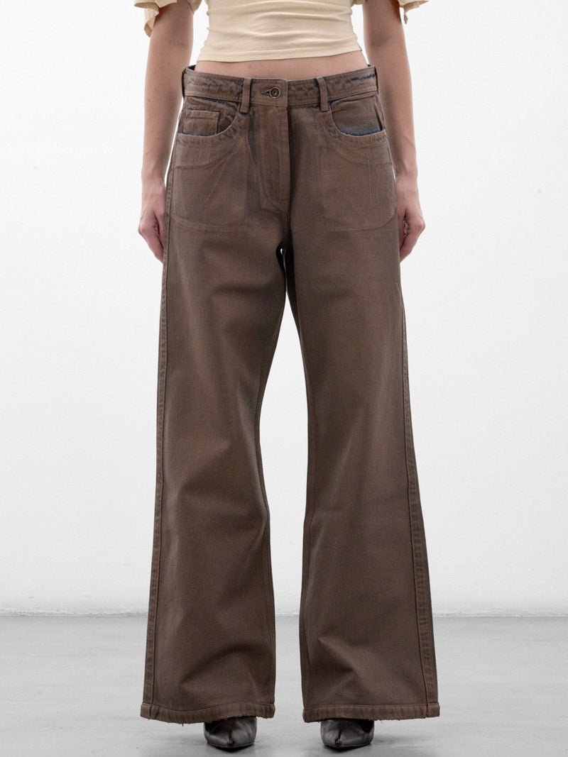 Brown Coated Wide Jeans (CCJEA0WASB-WASHED-BROWN)