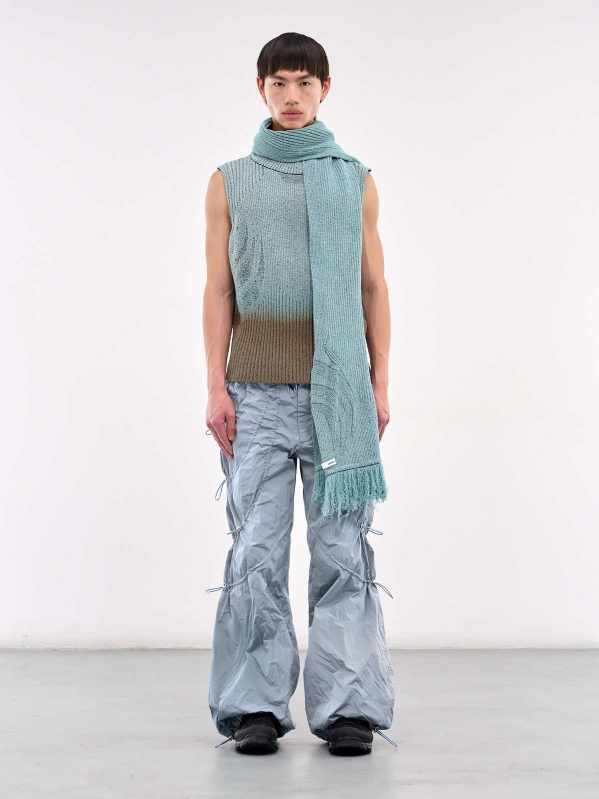 Scarf Collar Knit Sweater Vest (CCS4-TOP-KVSTCARF-GREEN-BROWN)