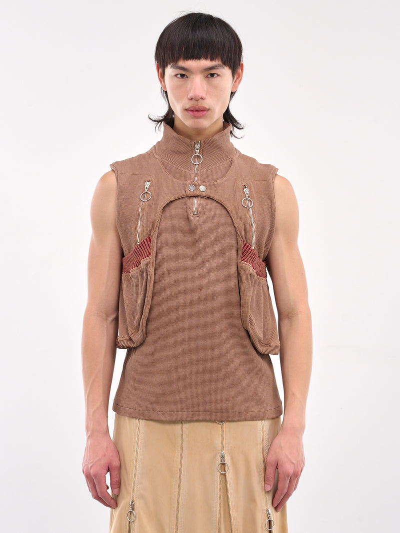 Waffle Jersey Utility Vest (CCS4-TOP-WAFLUTIL-BROWN)