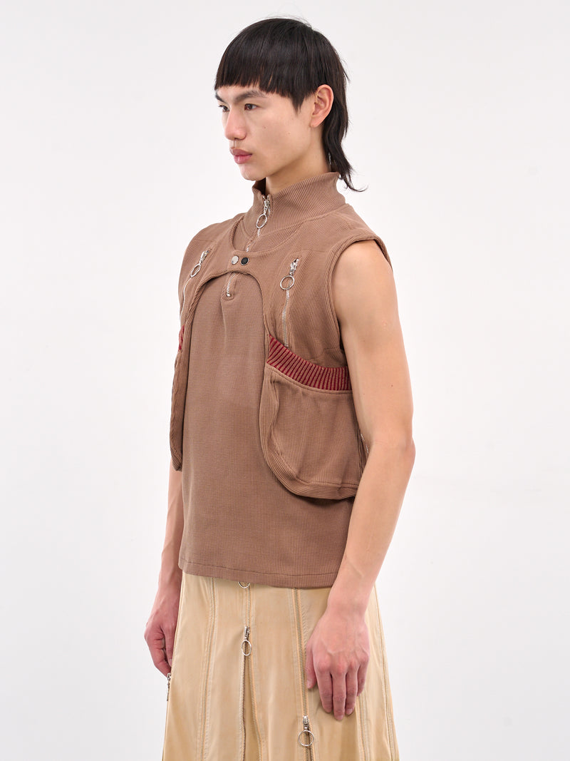Waffle Jersey Utility Vest (CCS4-TOP-WAFLUTIL-BROWN)