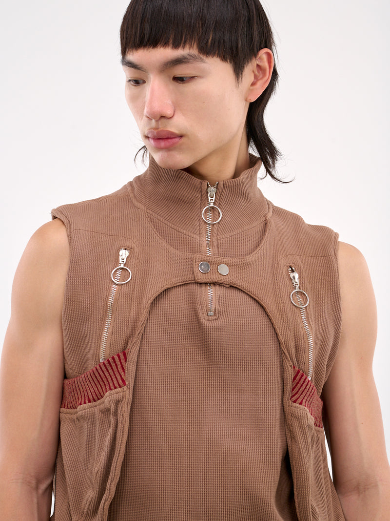 Waffle Jersey Utility Vest (CCS4-TOP-WAFLUTIL-BROWN)