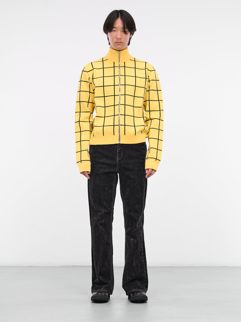 Checked Cardigan (CDMG0117Q0-UFV111-YELLOW-MAIZE)