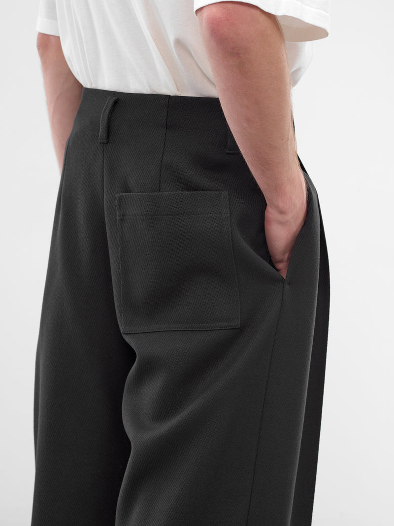 Navy Cavalry Twill Pleated Trousers (H526Y04WJ4-DARK-NAVY-BLUE)