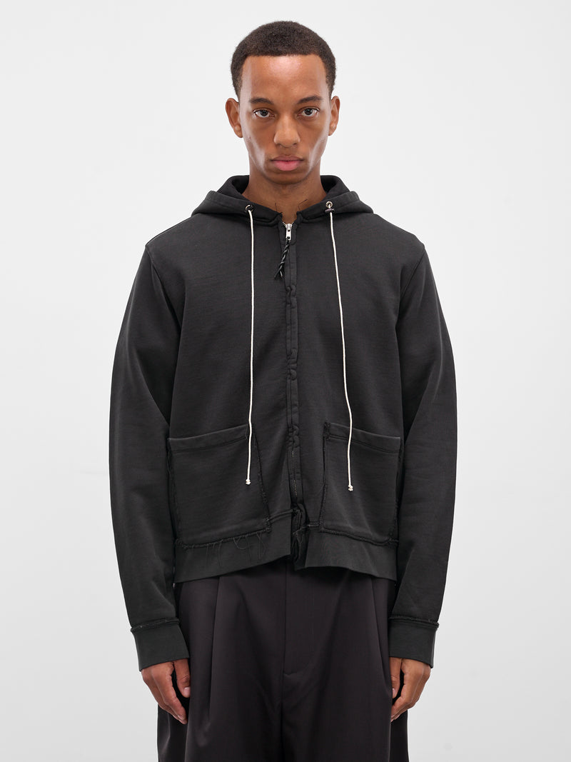 Black Oversized Deconstructed Zip Hoodie (CF-20-02-01-01-BLACK)