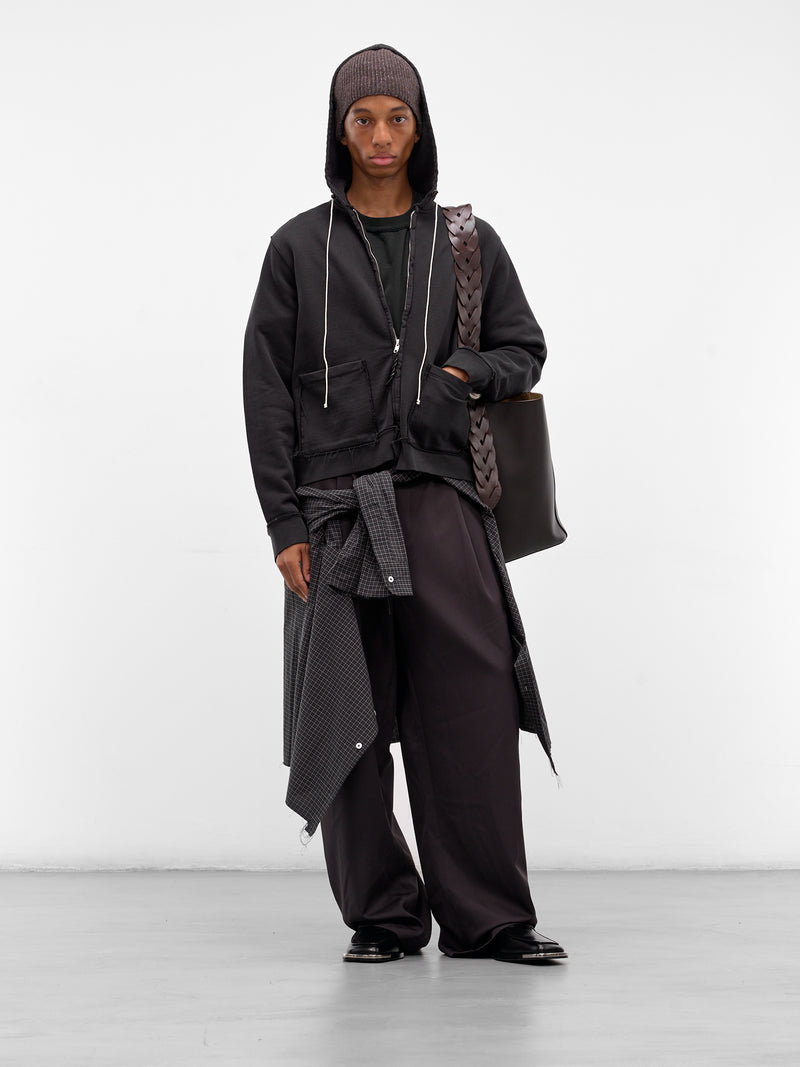 Black Oversized Deconstructed Zip Hoodie (CF-20-02-01-01-BLACK)