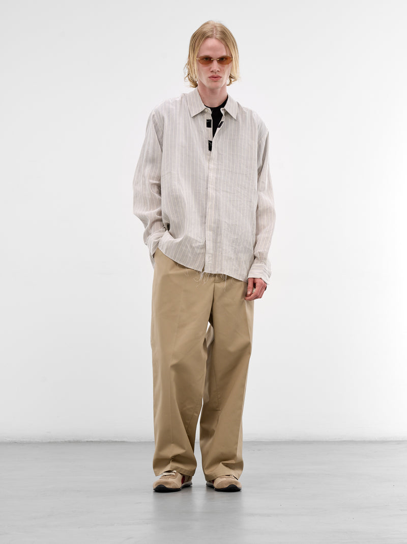 Gray Linen Striped Velcro Shirt (CF-21-04-04-04-GREY-WHITE-STRI)