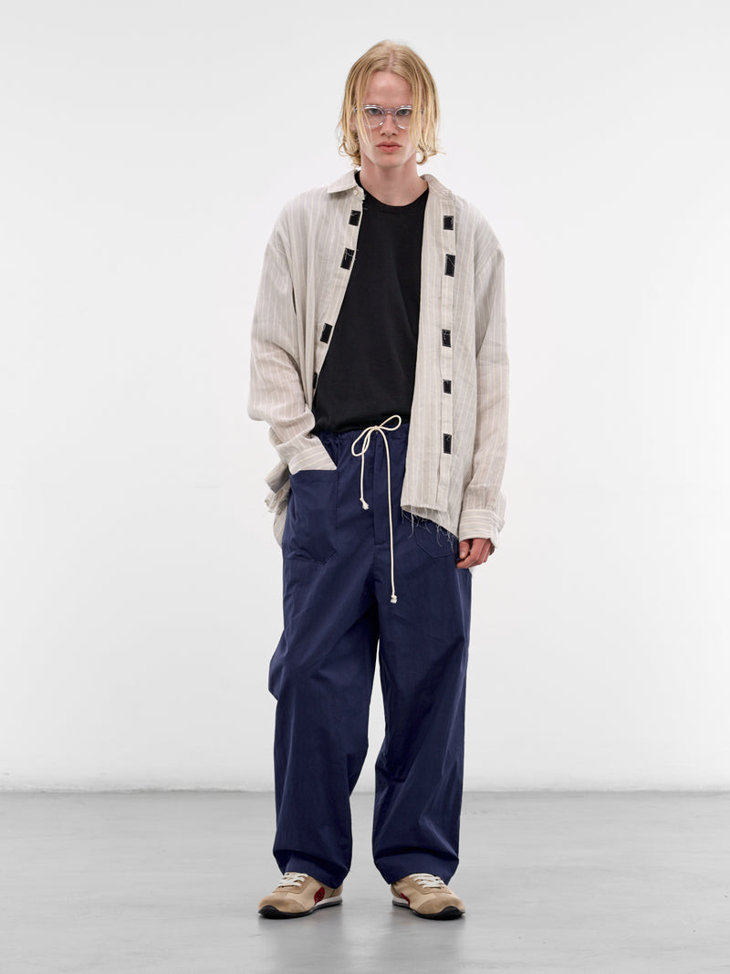 Blue Cotton Wide Simple Pants (CF-21-06-01-02-BLUE)