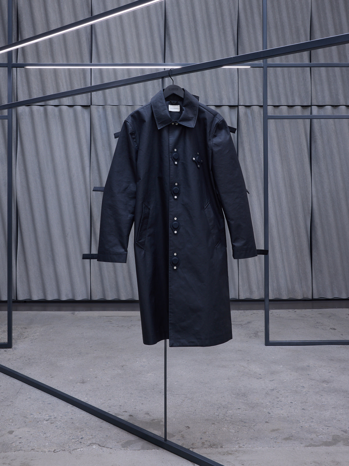 Black Coated Canvas Tab Coat (CG-CWOLCO06-BLACK)