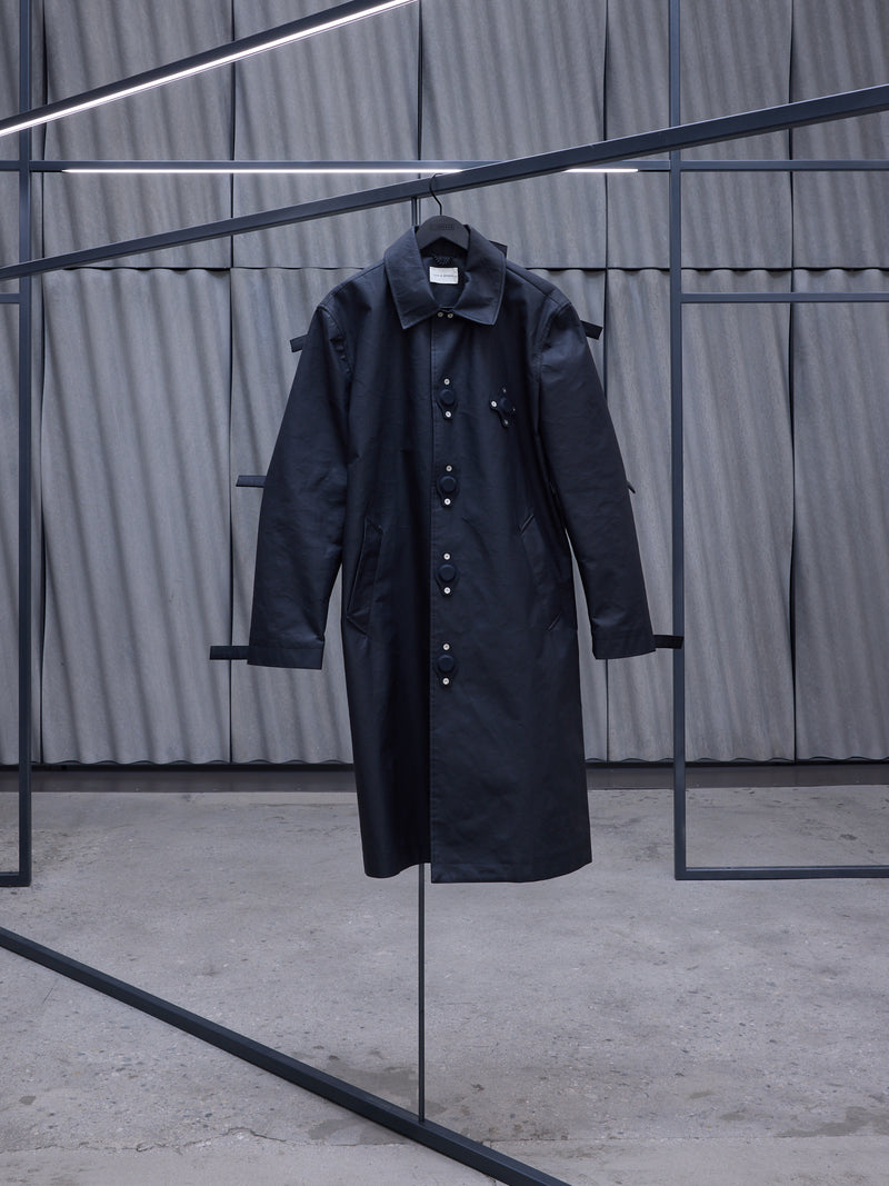 Black Coated Canvas Tab Coat (CG-CWOLCO06-BLACK)