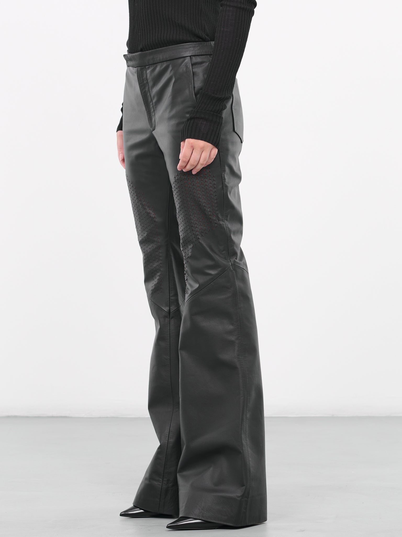 Perforated Leather Pants (CL42WW-BLACK-RED)