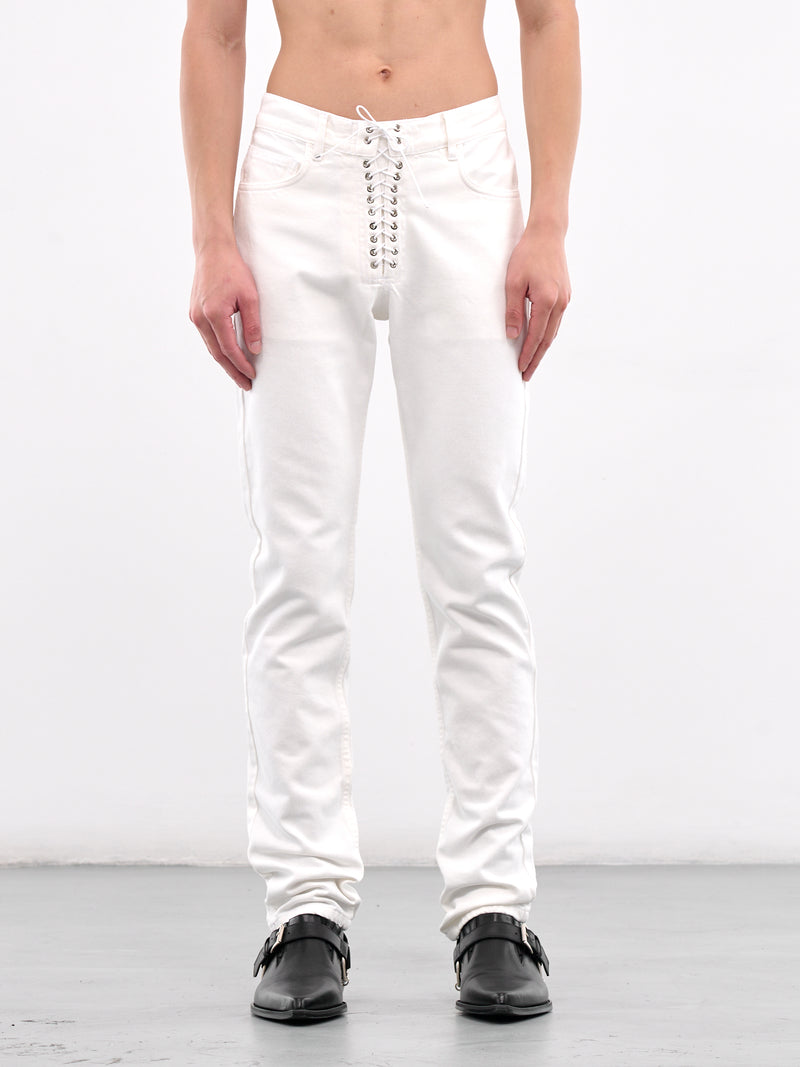 Lace-Up Jeans (CO-PT003-W-DEN-WHITE-OPTICAL)