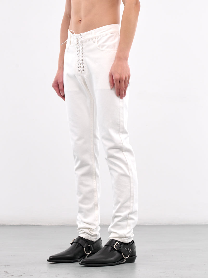 Lace-Up Jeans (CO-PT003-W-DEN-WHITE-OPTICAL)