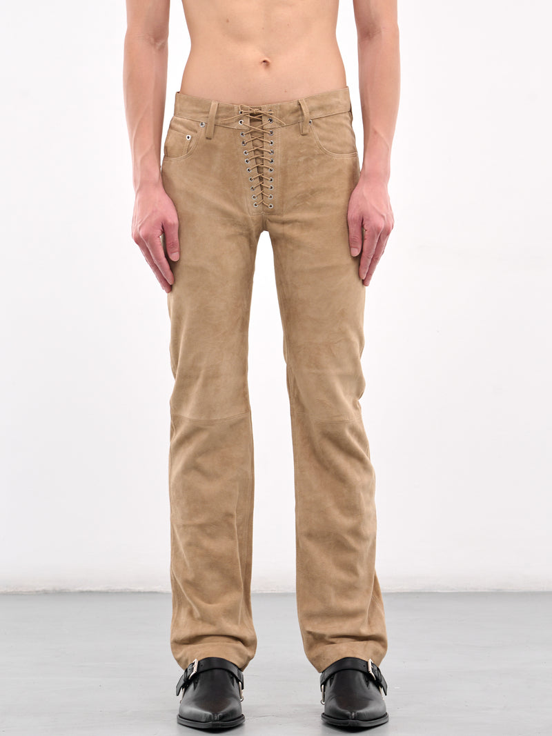 Suede Lace-Up Jeans (CO-PT003-W-SUE-BEIGE)