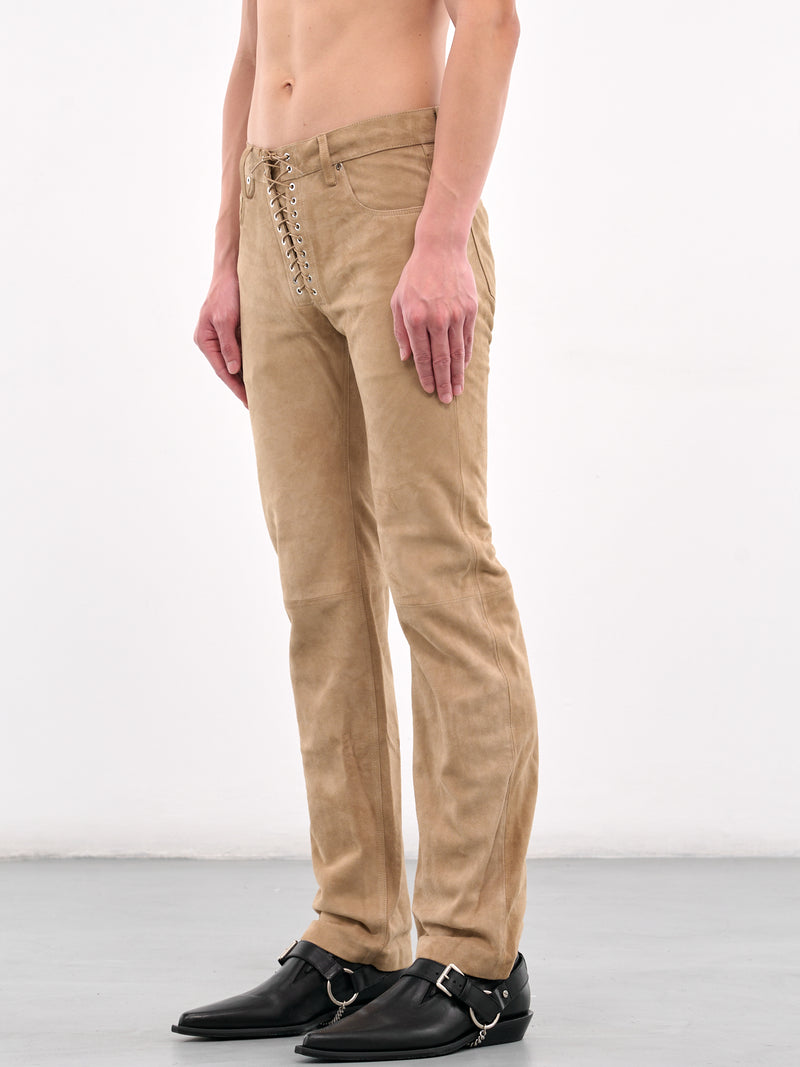 Suede Lace-Up Jeans (CO-PT003-W-SUE-BEIGE)