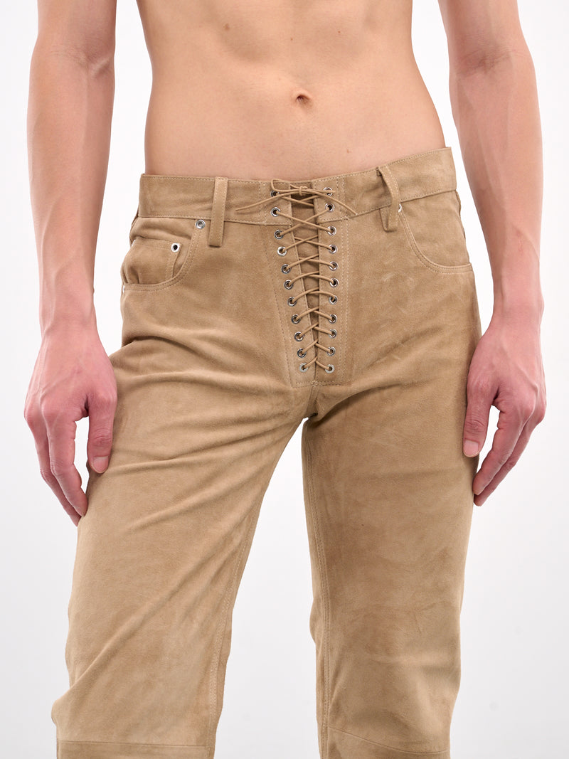 Suede Lace-Up Jeans (CO-PT003-W-SUE-BEIGE)