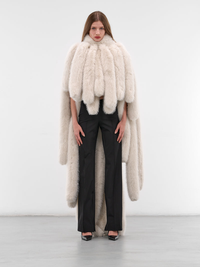 Gray Fur Fringed Cape Coat (CO035-GREY)