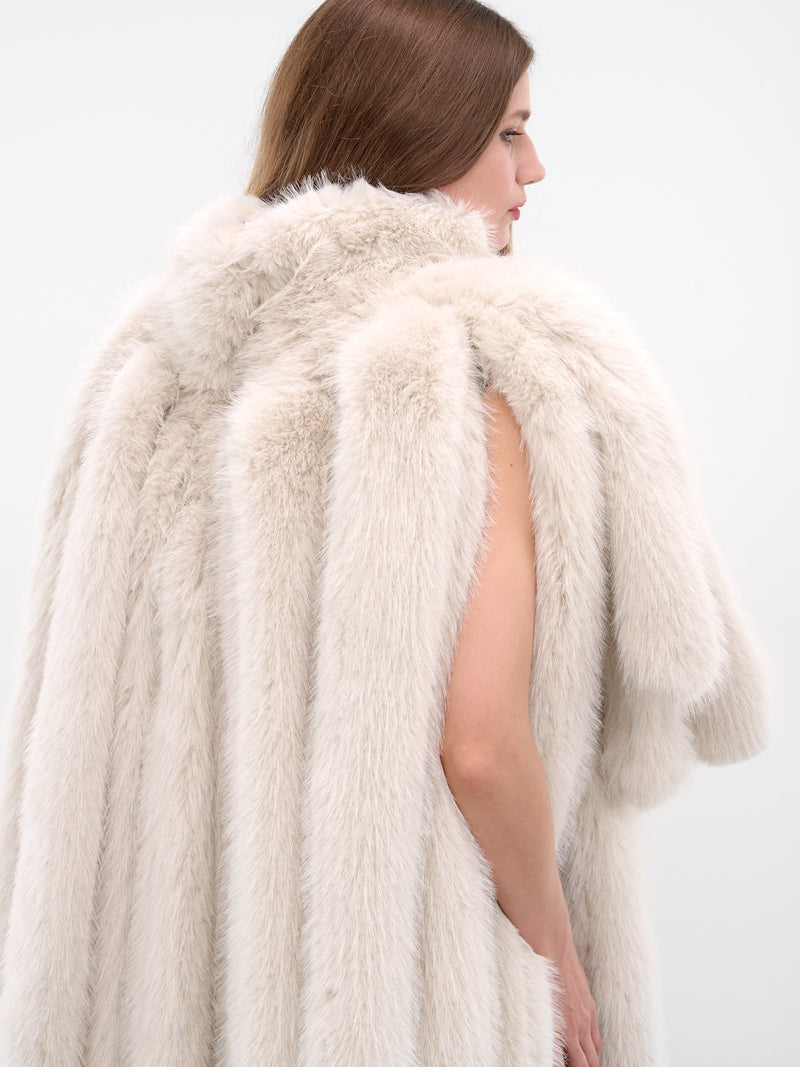 Gray Fur Fringed Cape Coat (CO035-GREY)