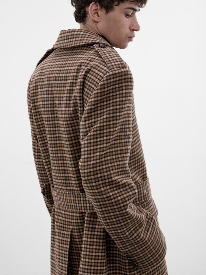 Brown Check Belted Caban Coat (CO50-BROWN)