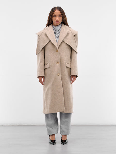 Beige Hooded Peak Lapel Coat (COAT-05-BEIGE)