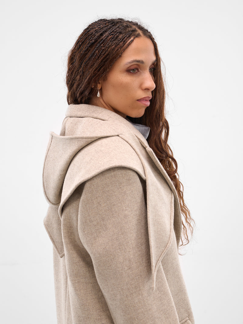 Beige Hooded Peak Lapel Coat (COAT-05-BEIGE)