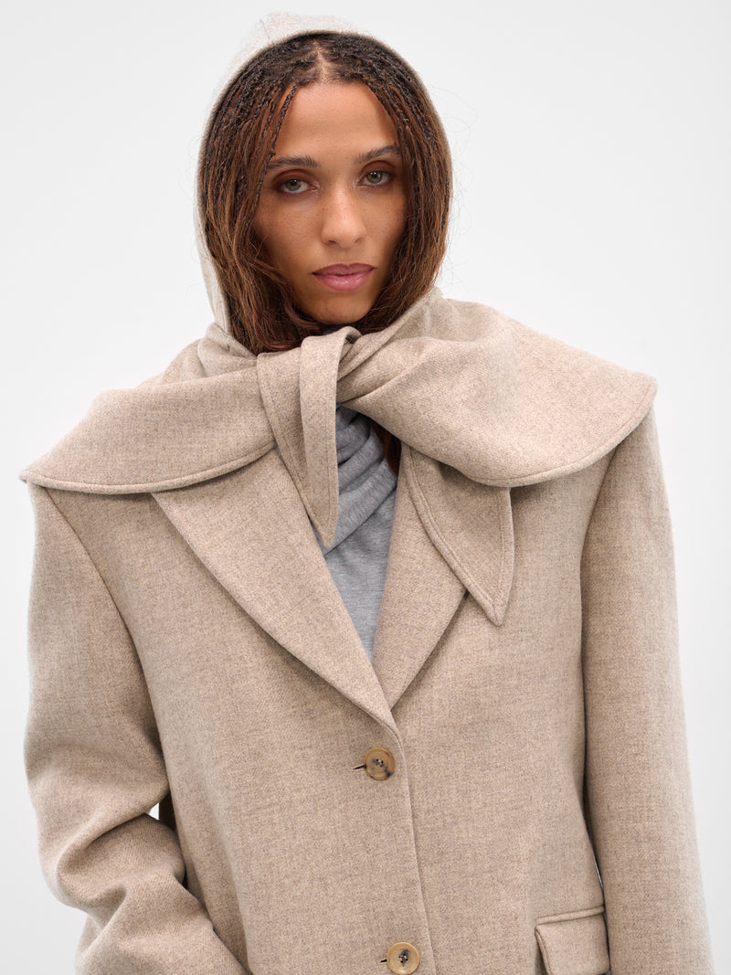 Beige Hooded Peak Lapel Coat (COAT-05-BEIGE)