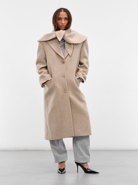 Beige Hooded Peak Lapel Coat (COAT-05-BEIGE)