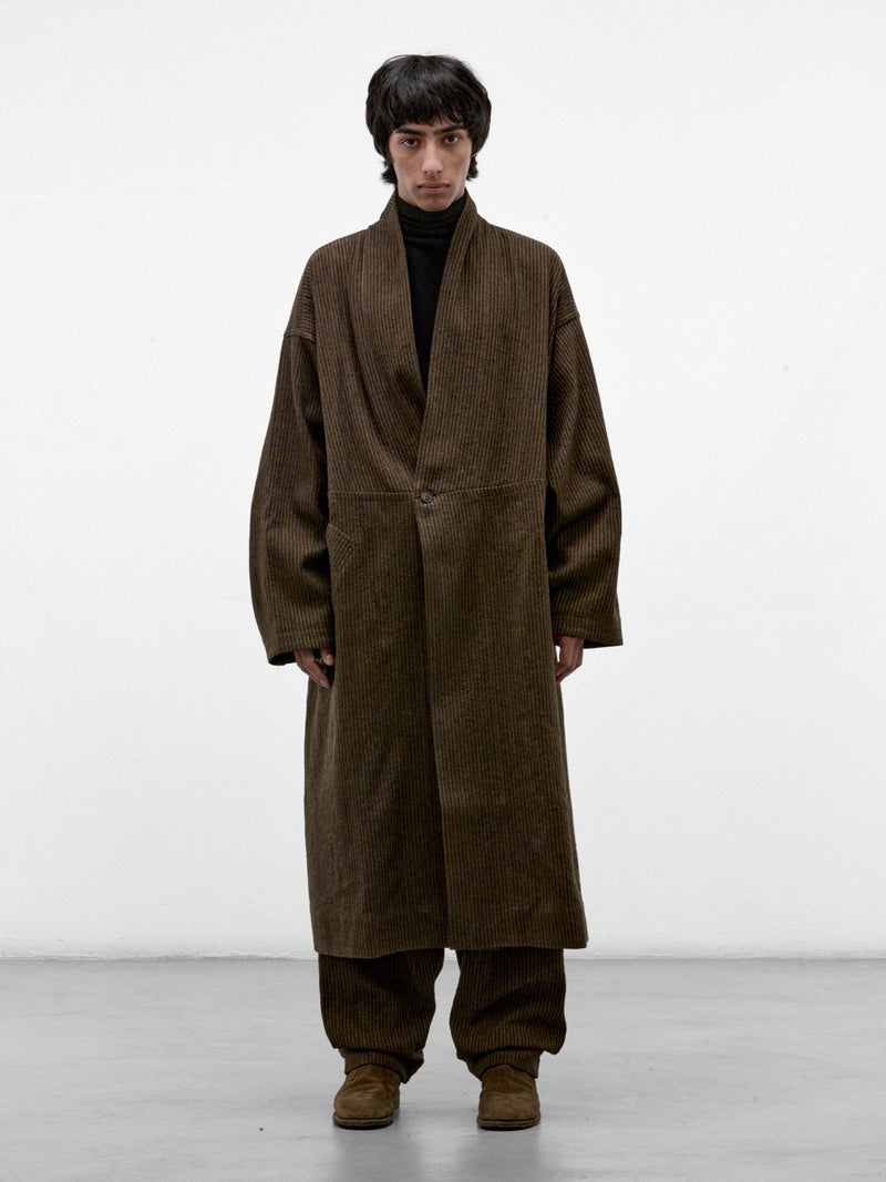 Khaki Striped Hemp-Cotton Coat (COAT#35-KHAKI-STRIPED)
