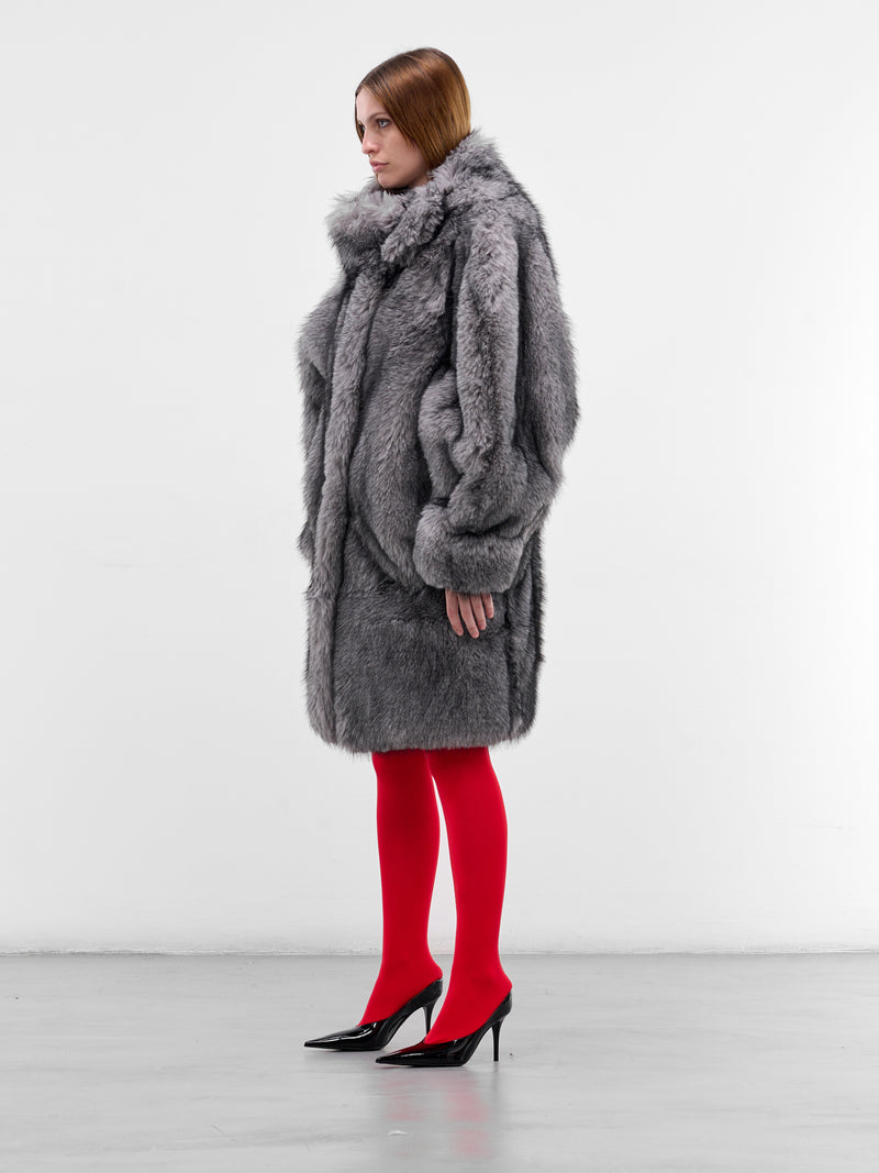 Gray Oversized Vegan Fur Coat (COM1MA0199775-GREY)