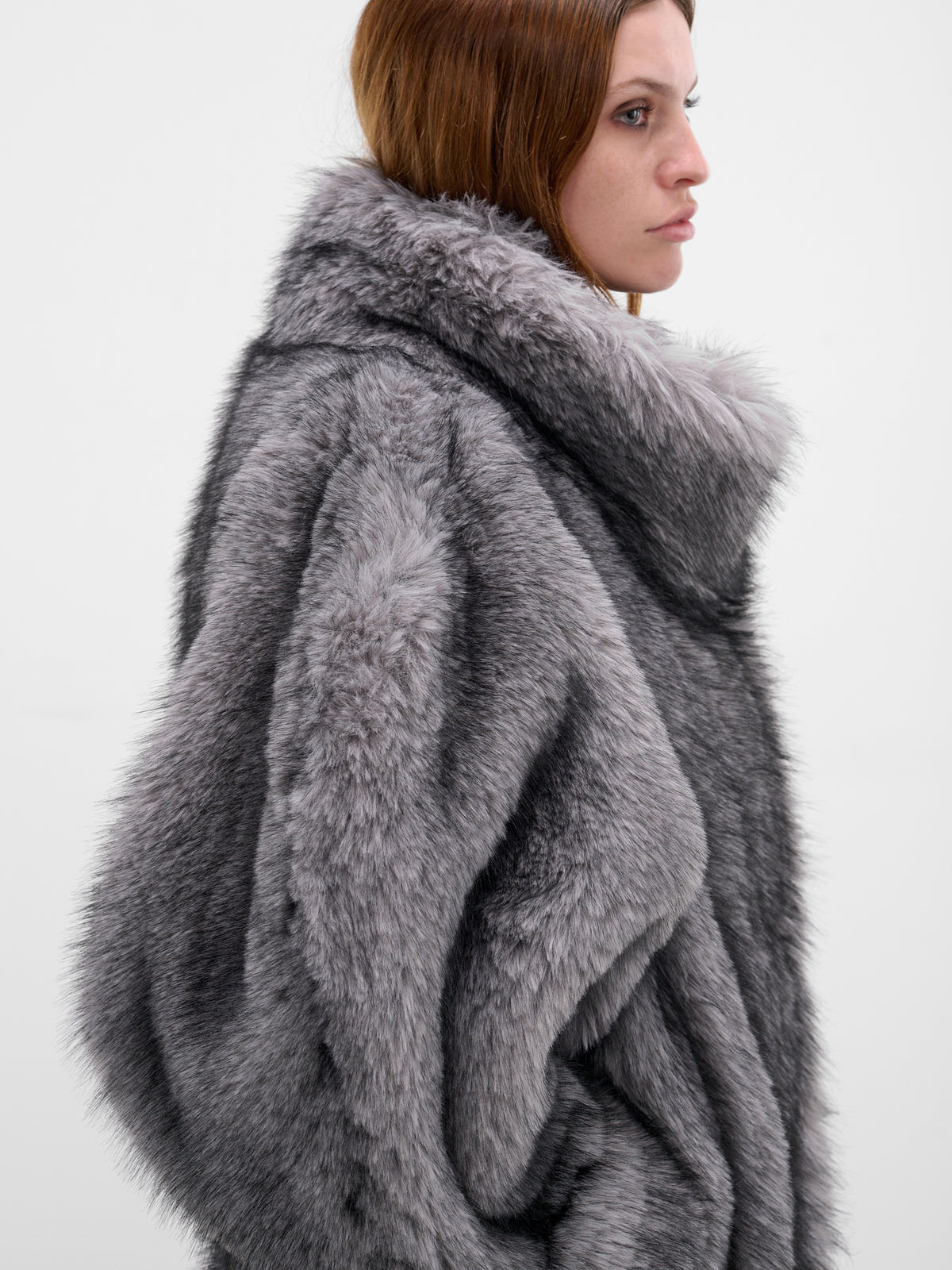 Gray Oversized Vegan Fur Coat (COM1MA0199775-GREY)