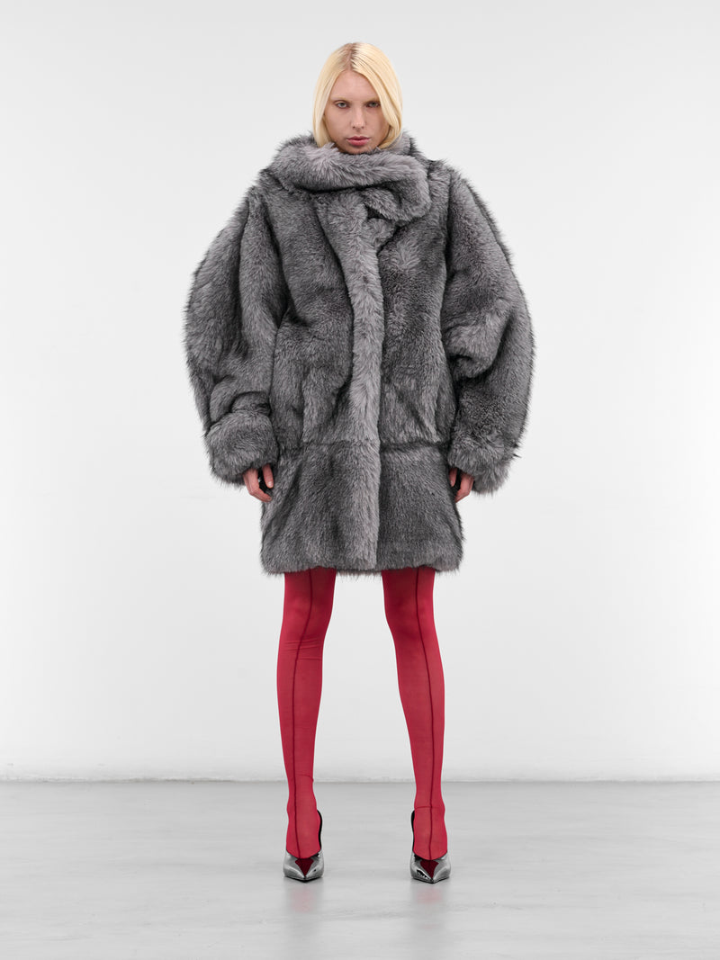 Gray Oversized Vegan Fur Coat (COM1MA0199775-GREY)