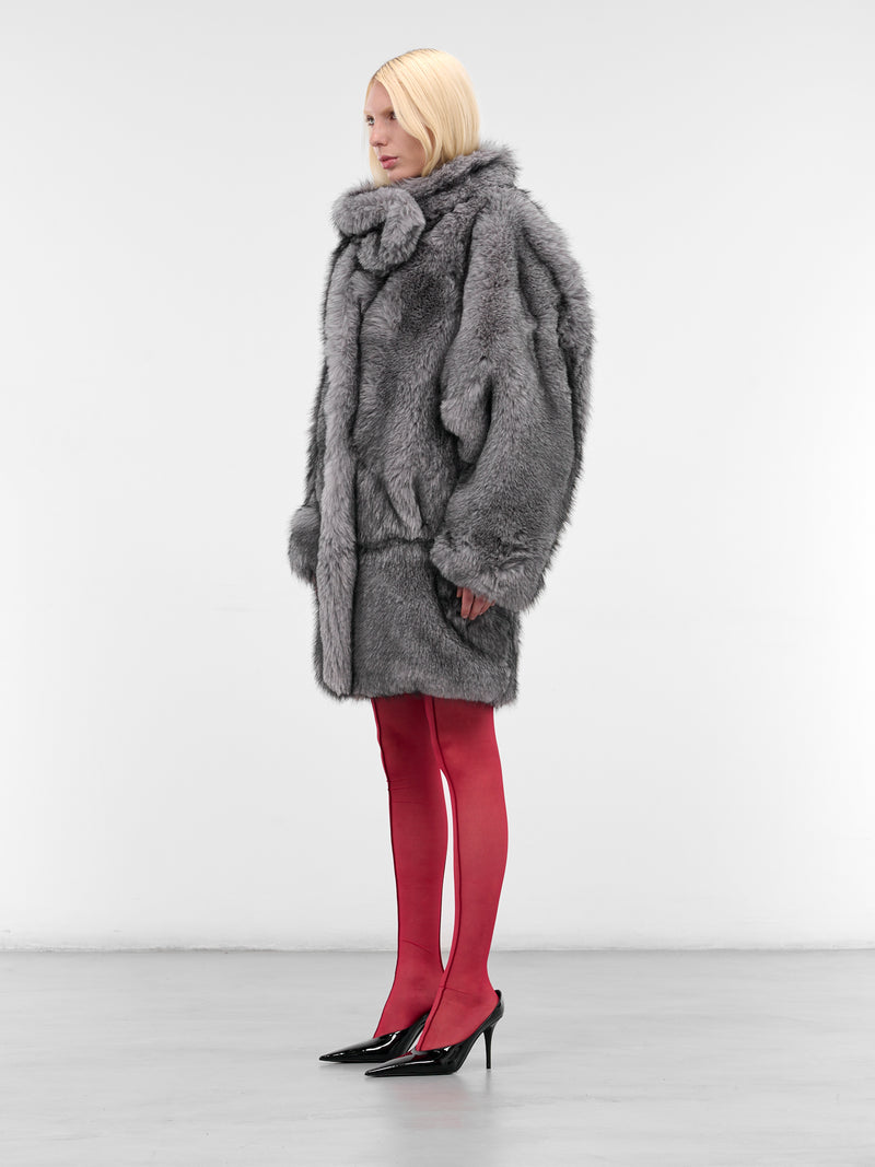 Gray Oversized Vegan Fur Coat (COM1MA0199775-GREY)
