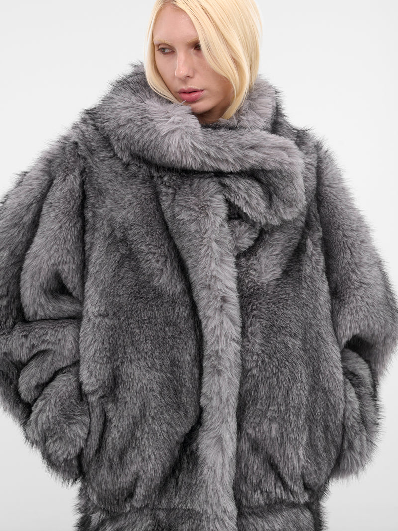 Gray Oversized Vegan Fur Coat (COM1MA0199775-GREY)