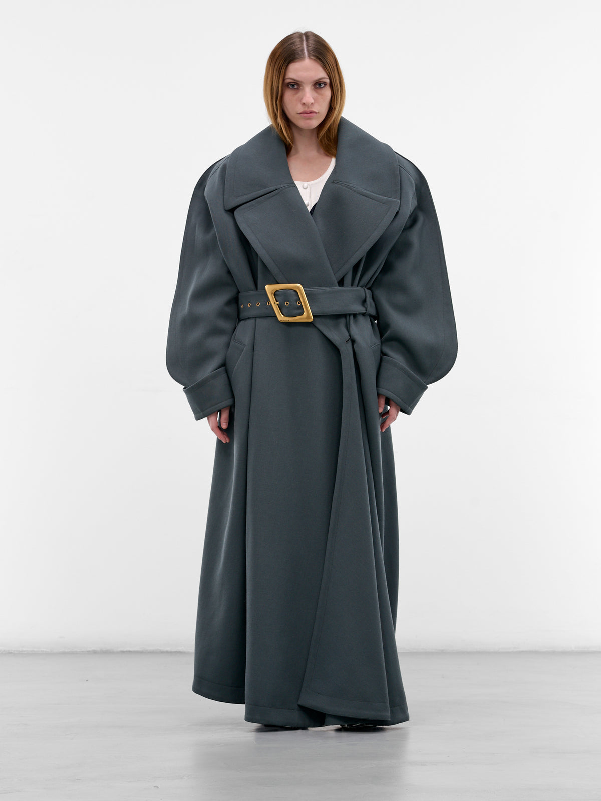 Gray Oversized Asymmetric Wrap Trench (COM1MA0200199-SLATE-GREY)