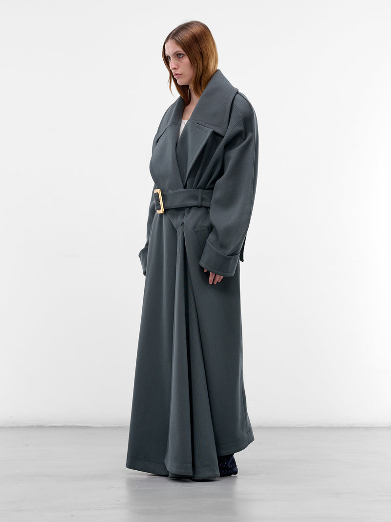 Gray Oversized Asymmetric Wrap Trench (COM1MA0200199-SLATE-GREY)
