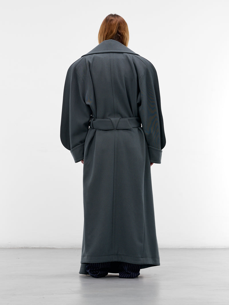 Gray Oversized Asymmetric Wrap Trench (COM1MA0200199-SLATE-GREY)
