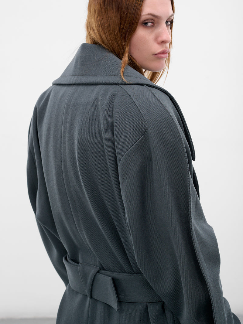 Gray Oversized Asymmetric Wrap Trench (COM1MA0200199-SLATE-GREY)