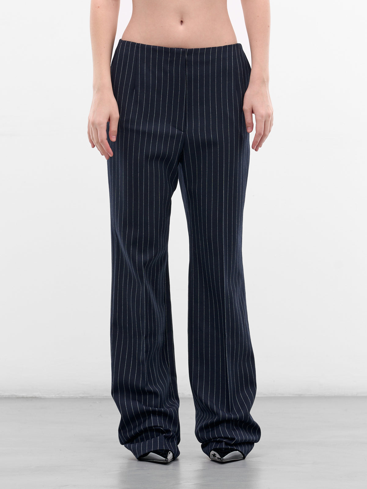 Navy Pinstripe Wool Tailored Trousers (COM1PA05251001-NAVY-WHITE)