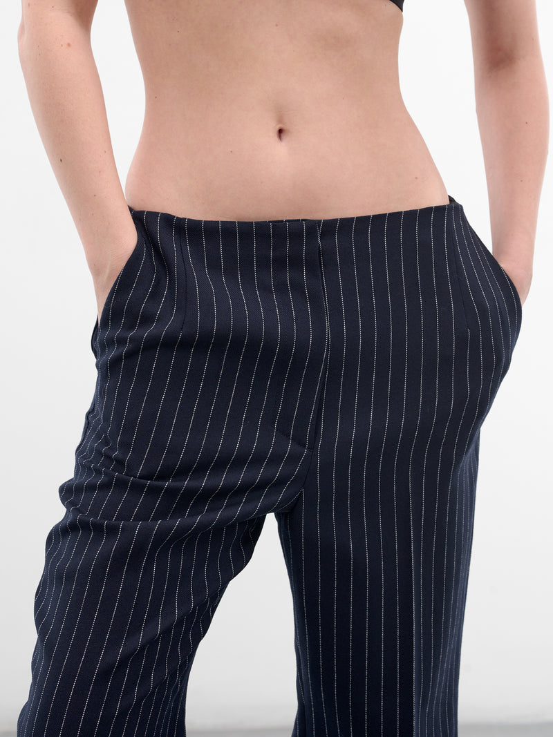 Navy Pinstripe Wool Tailored Trousers (COM1PA05251001-NAVY-WHITE)
