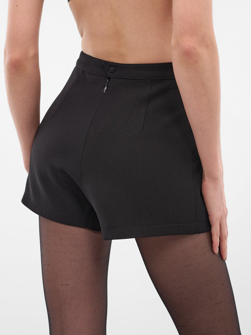 Black Re/edit Wool Mini Shorts (COM1PA0527196-BLACK)