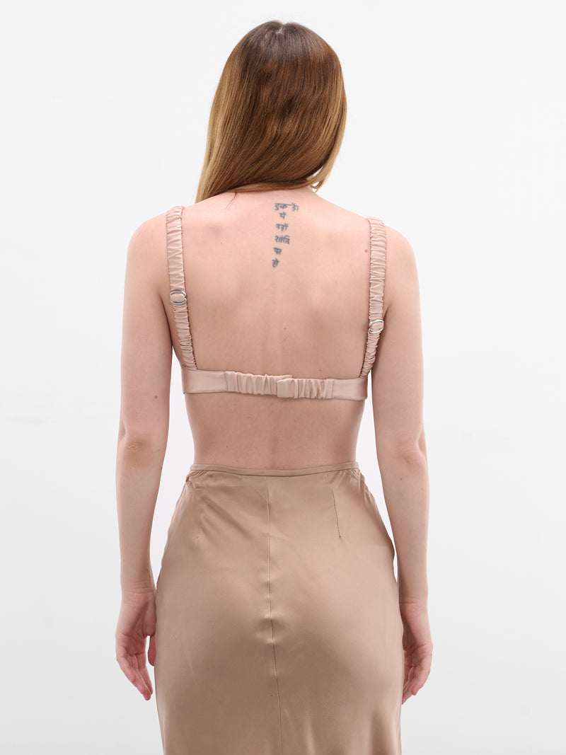 Nude Silk Satin Cuir Bra (COM1TO0836351-PALE-NUDE)