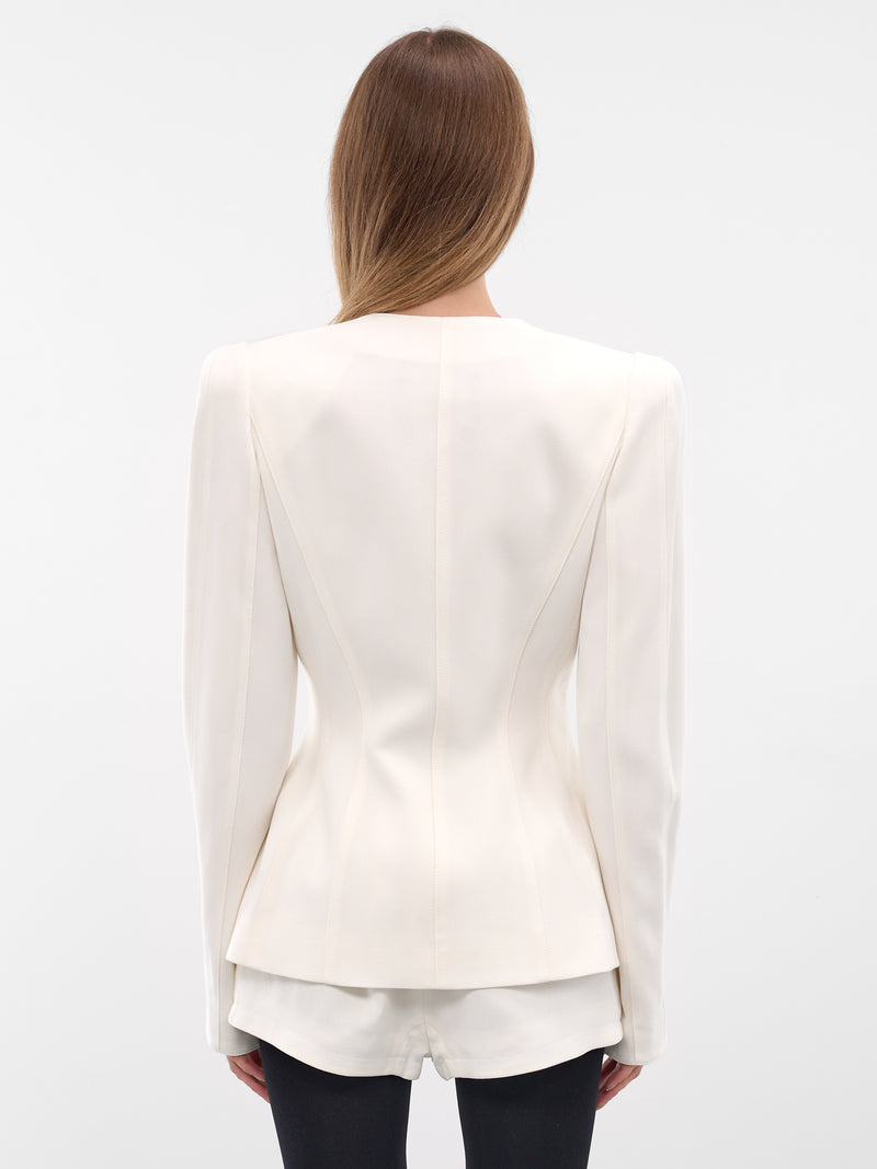 White Re/edit Wool Lapelless Blazer (COM1VE0475196-SNOW)