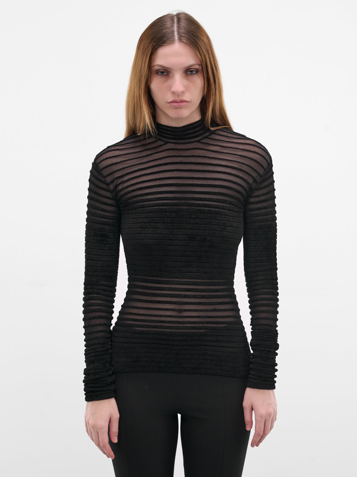 Black Gradient Chenille Knit Top (COM2TO08351135-BLACK)