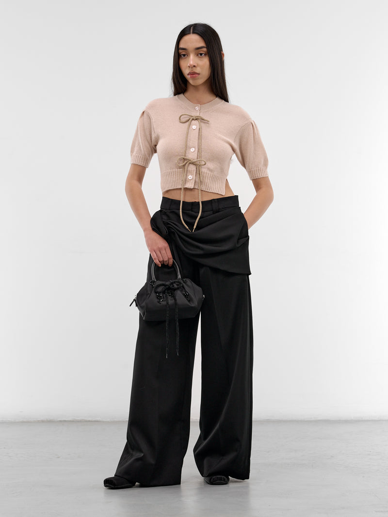 Taupe Cashmere Bow Cropped Cardigan (COMK5-0667-BLOOSOM-TAUPE)