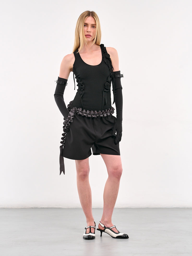 Shirred Waist Shorts (COPP129F3004-BLACK)