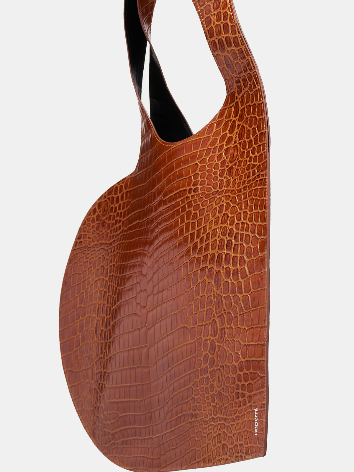 Croc-Embossed Heart Tote Bag (COPBA14838-BROWN-CAMEL)