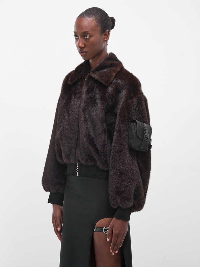 Brown Vegan Fur Bomber Jacket (COPBL33F9015-BROWN)
